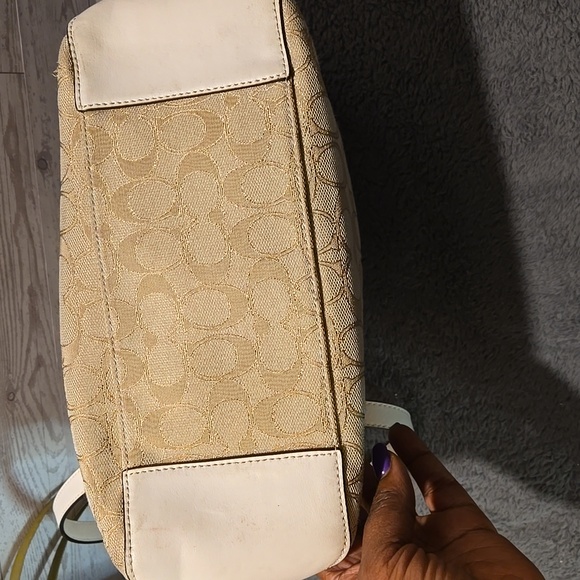 Coach F58282 Outline Signature Zip Top Cream Tote Bag - Picture 11 of 13